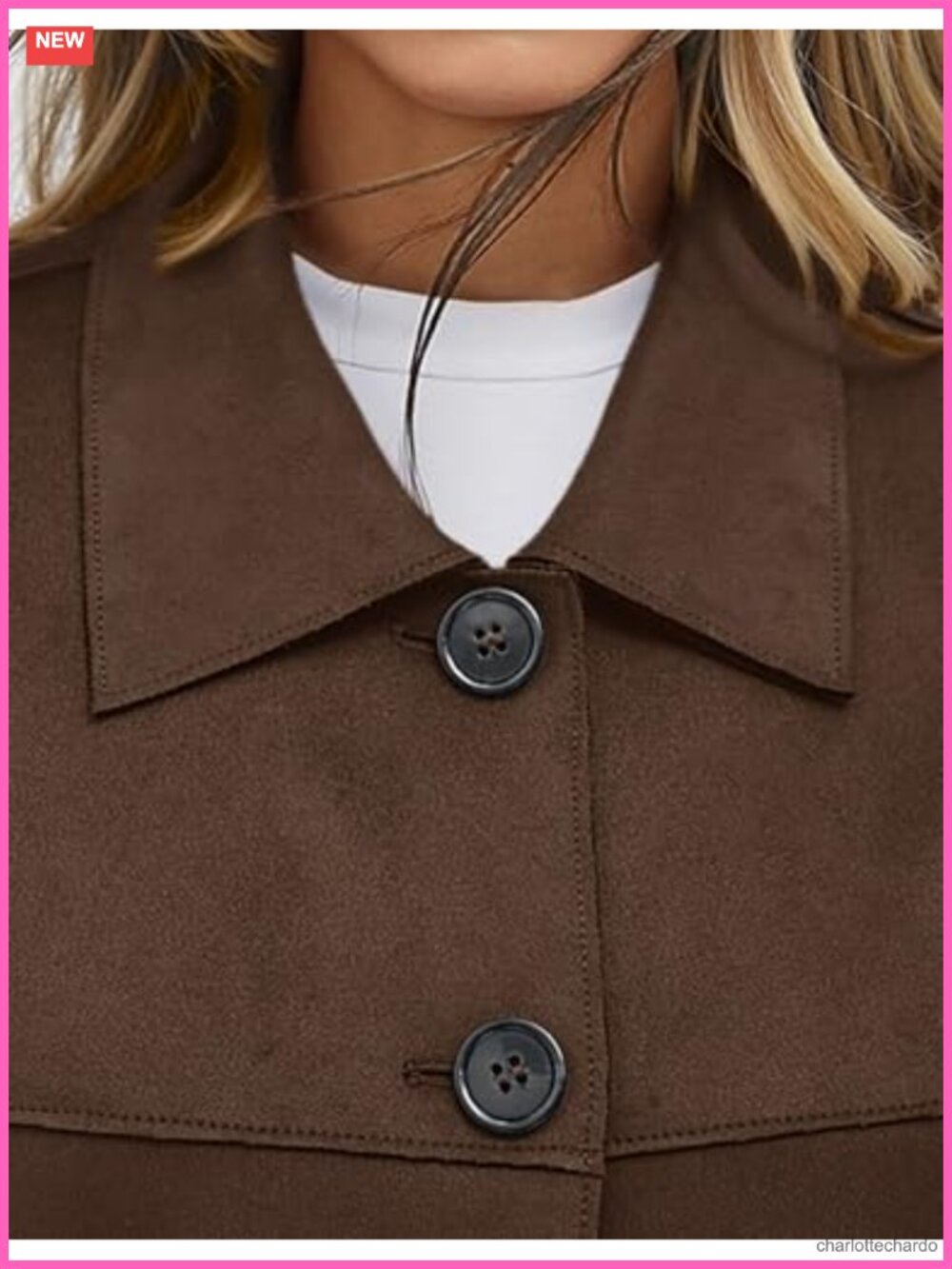 Faux Suede Lightweight Cropped Jacket with Patch Pockets - Picture 4 of 6